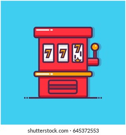 Slot Machine Illustration Line Art Style Stock Vector (Royalty Free ...