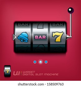 Slot Machine Illustration, Sign, Buttons, Symbol, Emblem, Logo for Web Design, User Interface, Mobile Phone, Baby, Children, People