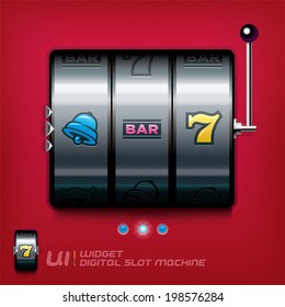 Slot Machine Illustration, Sign, Buttons, Symbol, Emblem, Logo for Web Design, User Interface, Mobile Phone, Baby, Children, People
