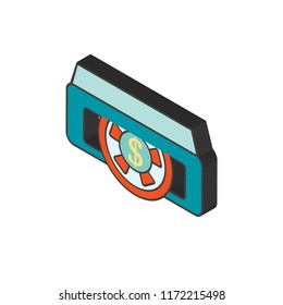 Slot machine isometric left top view 3D icon