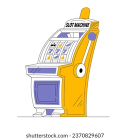 A slot machine with a jackpot falling out. Vector illustration on the theme of winning from gambling.