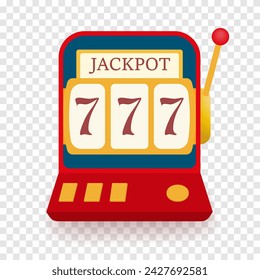 Slot machine with Jackpot line icon. Casino, winning, lottery, game, victory, lucky, sevens, excitement, prize, chips, wealth. Vector line icon for business and advertising
