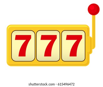 Slot machine. Jackpot - three 7. Classic Gambling on white