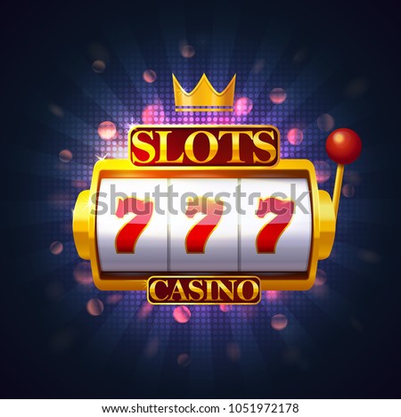 Slot machine with lever and three sevens on screen. Casino fruit machine or puggy, pokies or one-armed bandit with 777. Jackpot and gambling, risk and entertainment, winning and luck theme