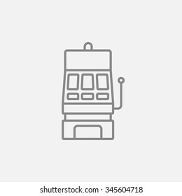 Slot machine line icon for web, mobile and infographics. Vector dark grey icon isolated on light grey background.