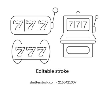 Slot machine line icons collection. Casino concept. Big Slots signs set. Jackpot design. Isolated vector illustration