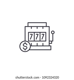 Slot machine linear icon concept. Slot machine line vector sign, symbol, illustration.