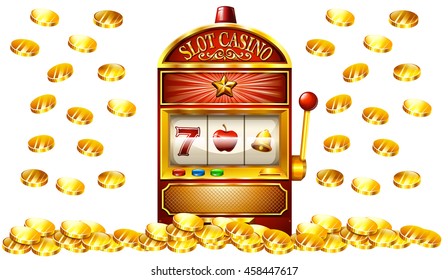 Slot Machine Lots Gold Coins Illustration Stock Vector (Royalty Free ...