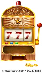 Slot machine with lucky seven illustration