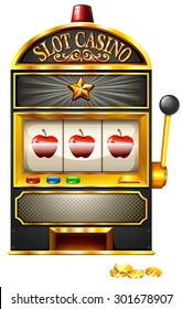 Slot machine with lucky seven illustration