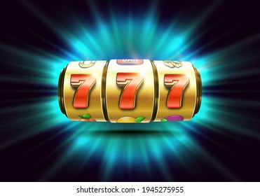 Slot machine. Lucky seven on slot machine. Vector illustration.