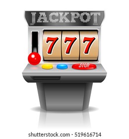 Slot machine with lucky seven. Vector illustration.