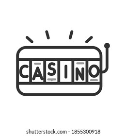 Slot machine, one-armed bandit, casino, linear icon. Editable stroke
