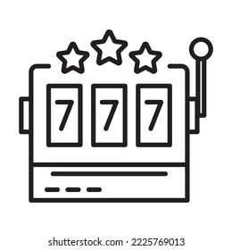 Slot machine outline icon. Lucky seven 777 Vector illustration.