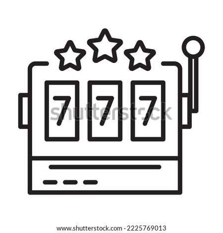 Slot machine outline icon. Lucky seven 777 Vector illustration.