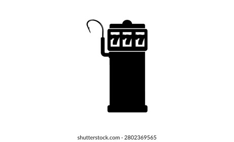 Slot machine robs a player, black isolated vector silhouette