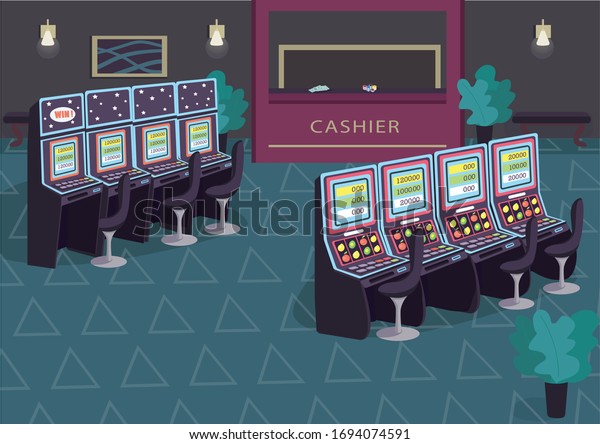 slot machine row flat color vector stock vector royalty