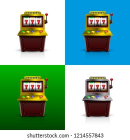 Slot machine set, icon. Vector illustration
