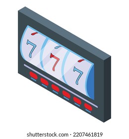 Slot machine seven icon. Isometric of slot machine seven vector icon for web design isolated on white background