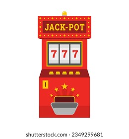 Slot machine with seven symbols and bars. Jack-pot. Retro gambling casino item. Vector illustration.