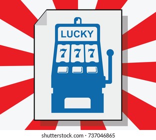 slot machine showing 777 jackpot, red stripes background 
