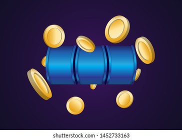 Slot Machine Slots Reel With Coins Jackpot Spin Gambling Vector Illustration