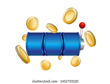 Slot Machine Slots Reel With Coins Jackpot Spin Gambling Vector Illustration
