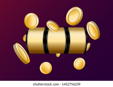 Slot Machine Slots Reel With Coins Jackpot Spin Gambling Vector Illustration