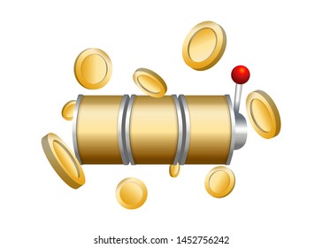 Slot Machine Slots Reel With Coins Jackpot Spin Gambling Vector Illustration