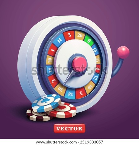 Slot Machine Spin and poker chips, 3d vector. Suitable for business, games and design elements