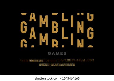 Slot machine style modern font, gambling game alphabet, letters and numbers vector illustration