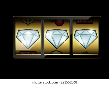 Slot machine symbols on black background. Vector illustration 