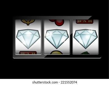 Slot machine symbols on black background. Vector illustration 