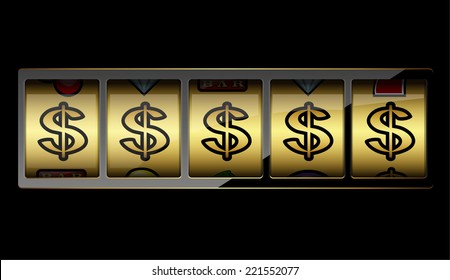 Slot machine symbols on black background. Vector illustration 