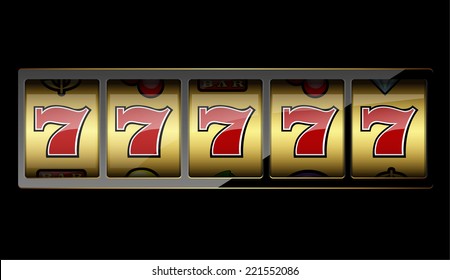 Slot machine symbols on black background. Vector illustration 
