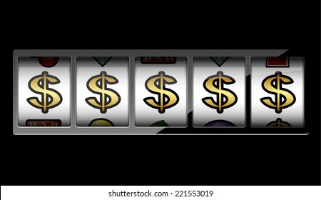 Slot machine symbols on black background. Vector illustration 