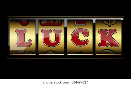 Slot machine symbols on black background. Good Luck. Vector Illustration.