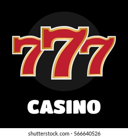 Slot machine symbols on black background. Lucky seven