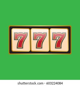Slot machine symbols on black background. Lucky seven 