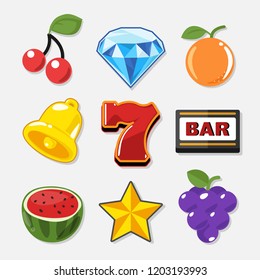 Slot Machine Symbols Set for Casino Game