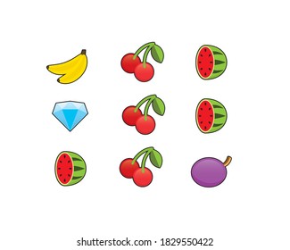 Slot machine symbols vector illustration.