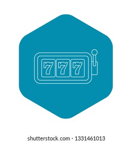 Slot machine with three sevens icon. Outline illustration of slot machine with three sevens vector icon for web