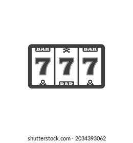 Slot machine with three sevens icon. Vector illustration of lucky sevens jackpot. Win gambling casino concept. Flat style. EPS 10.