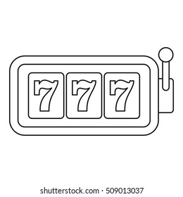 Slot machine with three sevens icon. Outline illustration of slot machine with three sevens vector icon for web