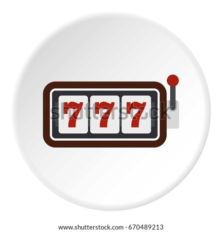 Slot machine with three sevens icon in flat circle isolated vector illustration for web