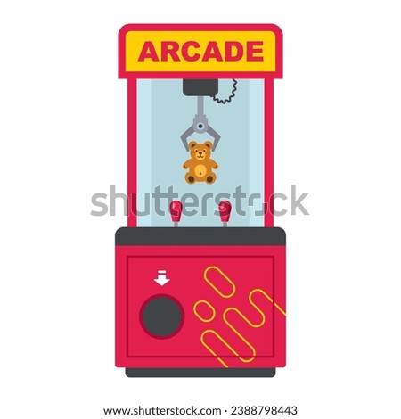 slot machine with toys and hook. flat vector illustration