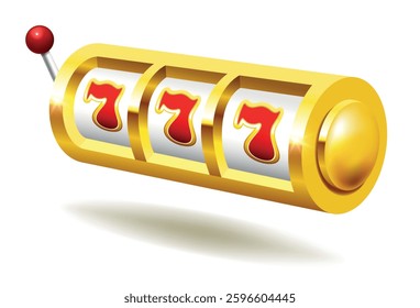 Slot machine. Vector 3D clipart isolated on black background.