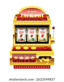 Slot machine. Vector 3d illustration isolated on white background.