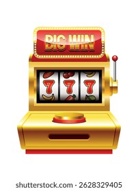 Slot machine. Vector 3d illustration isolated on white background.