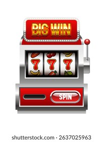 Slot machine. Vector 3d illustration isolated on white background.
